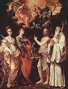 Guido Reni Marienkronung mit Hl. Katharina von Alexandrien, Hl. Johannes Evangelist, Hl. Johannes der Taufer, Hl. Romuald von Camaldoli Spain oil painting artist